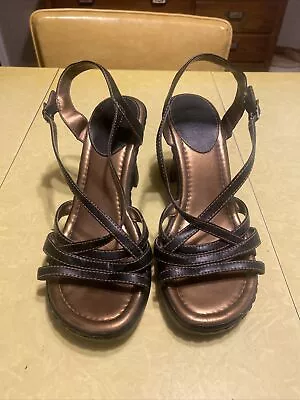 Mudd Heels 8 Vintage Y2K Black Strappy Prom Grunge Chunky Sandal 90s • $23.99