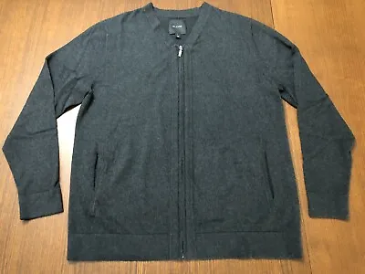 01.Algo Men's Large Gray Full Zip Cardigan Sweater Pockets! Cotton Cashmere *EUC • $42