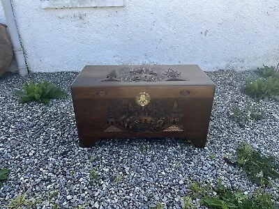 Vintage Oriental Camphor Wood Trunk /  Box / Chest • £325