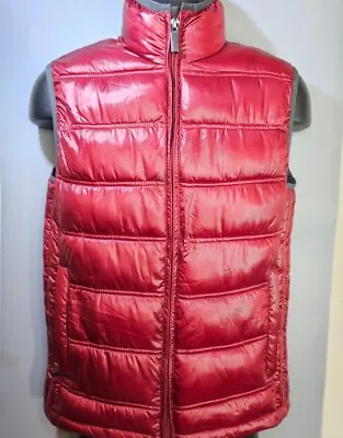 Zara Man Dark Red Puffer Bubble Vest Mens Sz Medium Full Zip W/ Zipper Pockets • $32.95