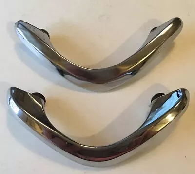 2 VTG 4” Mid Century Chrome Chevron Boomerang Cabinet Door Drawer Pull Handles • $20