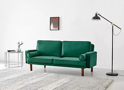 Velvet Fabric Sofa Bed 3 Seater Grey And Green Luxury Velvet Sofabed • £199.99