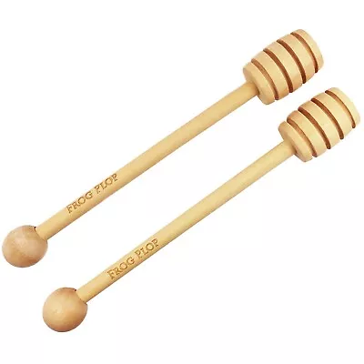 2 Pack Premium Wooden Honey Dippers Wood Drizzler Server Spoon Honey Dipper UK • £3.99