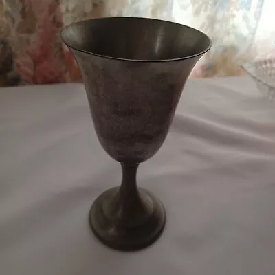 Vintage Metal Goblet Wine Glass 6 1/2   • $12