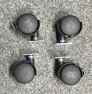 Set Of 4 - 1.5  Dia. Black Caster Wheels With Brakes For Cabinets And Furniture • $14.99