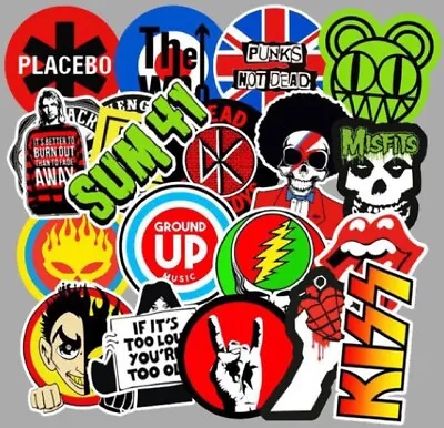 £5.77 • Buy 100 Rock Stickers Lot Heavy Metal Punk Band Music Guitar Car Decals Skateboard