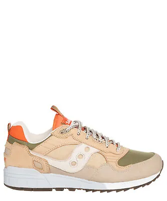 Saucony Sneakers Men S70716-1 Khaki - Orange Leather Logo Detail Shoes Trainers • £90