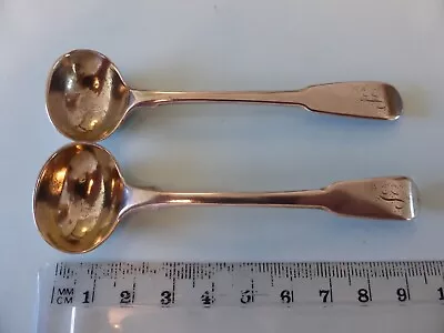 Pair 1814 Sterling Silver Salt Spoons By Stephen Adams. • £50