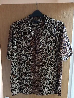 ALL SAINTS Men's Unisex VEGA Leopard  S/S Shirt Size M Relaxedfit  Viscose VGC • £34.99