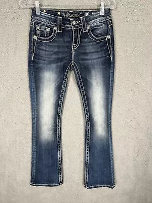 Miss Me Jeans Womens 25 Mid Rise Bootcut Denim Sequins ME8151BR Dark Wash • $29.87
