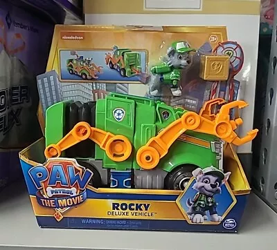 Paw Patrol The Movie Rocky Deluxe Vehicle Garbage Truck W/action Figure • $13.59