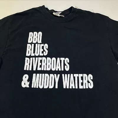 BBQ BLUES RIVERBOATS & MUDDY WATERS Memphis TENNESSEE TEE T SHIRT Mens M Black  • $12.99