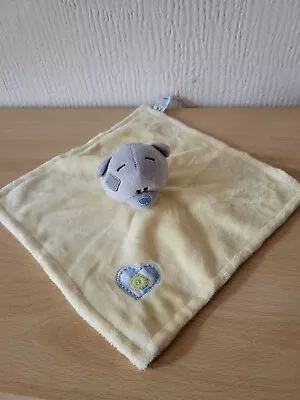 Tiny Tatty Teddy Bear Comforter Blanket Soft Baby Toy Yellow Grey • £4.95