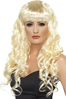  Long Blonde Wavy Siren Wig With Fringe. Smiffys 42259 • £10.99