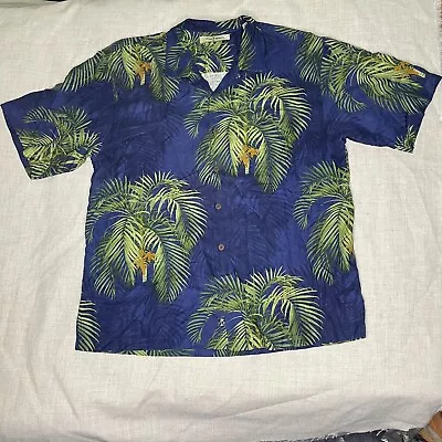 Tommy Bahama Button Front 100% SILK  Shirt XL Men’s Palm Blue Hawaiian Loop • $25