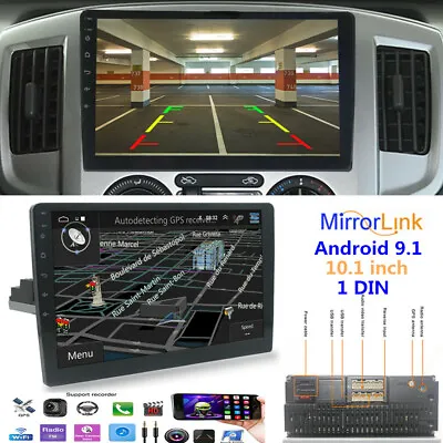 10.1  1 DIN Android 9.1 Car Bluetooth Stereo Radio MP5 Player GPS Navi Quad Core • $148.79
