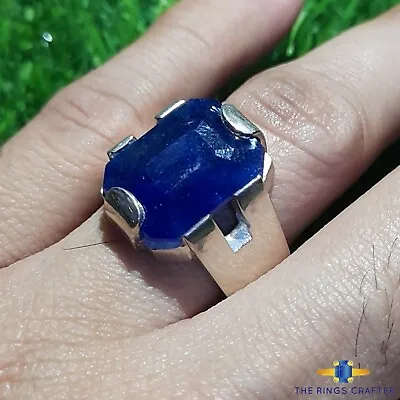 Men's Sapphire Ring Natural Blue Sapphire 925 Sterling Silver Handmade Ring US 9 • $300