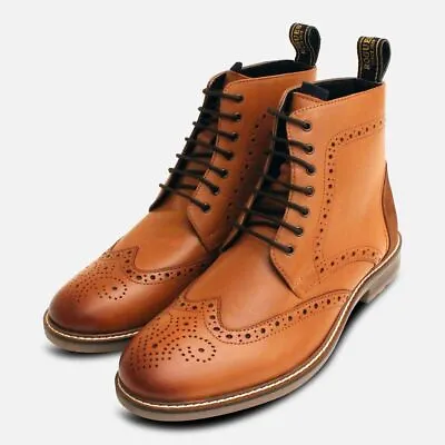 John White Country Brogue Boots In Tan Leather • £89
