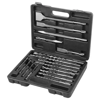 17pcs SDS-Plus Tungsten Carbide Rotary Hammer Drill And Chisel Metric Bit Set • £17.99