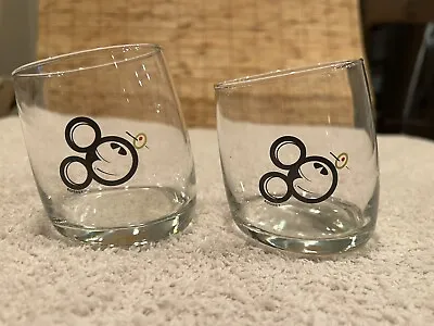 Rare✨Disney Collectible Glass Mickey Mouse Olive Nose Glasses 2 Slanted Tumblers • $22