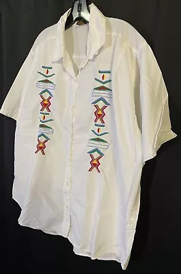 Vintage 90s In Fashions Button Shirt Western Aztec Tribal Country Embroidery 2XL • $21.99