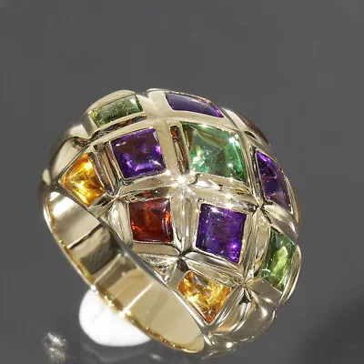 Chanel Matelasse Ring Garnet Amethyst Citrine Tourmaline 18k Yellow Gold #53 F/s • £3176.63