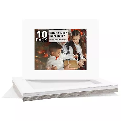 11x14 White Picture Mats Mattes White Core Bevel Cut For 8x10 Photo Acid Free • $29.99