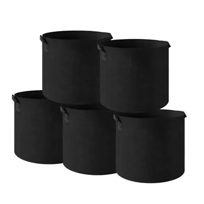 5 Pk Plant Grow Bags Fabric Pot Nursery Soil Bag With Handles Thickened Nonwoven • $12.34