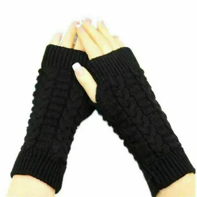 £3.45 • Buy Women Wrist Arm Knitted Mitten Long Winter Hand Warmer Fingerless Ladies Gloves