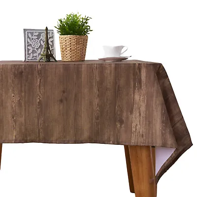 Vintage Wood Grain Tablecloth Kitchen Table Cover Dining Coffee Table Decor • £10.79
