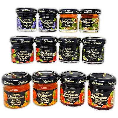 12 DICKINSON'S Preserves Jam Jelly Honey Multi Flavors Miniature 1oz Sealed Jars • $25.99