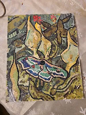 Vintage Paper Mosaic 2D Abstract Design  Erica Johannsen  Peacock-Butterfly • $149