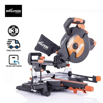 Evolution R255SMS+ 255mm Sliding Mitre Saw 45° 1200W TCT Multi-Material Blade • £199.99