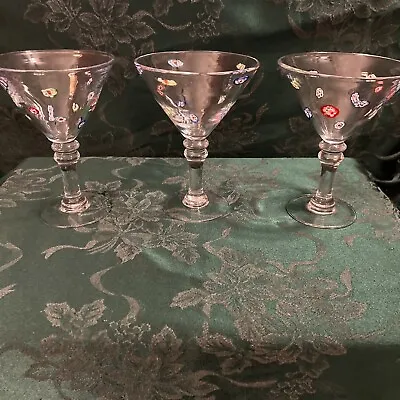 Vintage 1970’s Murano Millefiori Martini Glasses - Set Of 3 • $96.69