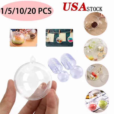 Clear Plastic Ball Baubles Sphere Fillable Christmas Ornament Craft Gift Box Lot • $6.35