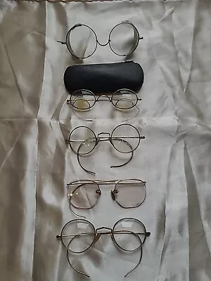 5 Antique Eye Glasses 1/10 12K Gold Filled Signed Willson Wearever Artcraft • $95