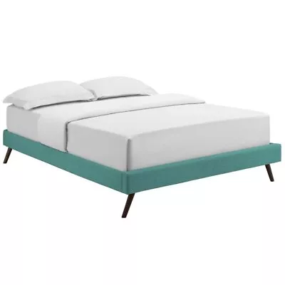 Modway Loryn Fabric Upholstered Solid Wood King Platform Bed In Teal • $84.29