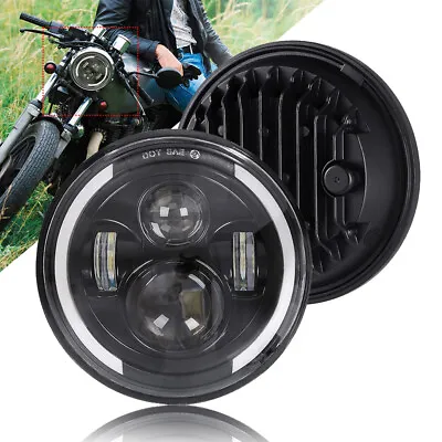 Round Motorcycle 7  LED Headlight For Kawasaki VN Vulcan 500 750 800 900 1500 • $74.11