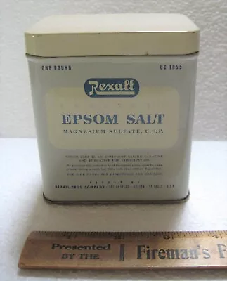 Vintage Puretest Epsom Salt Tin Rexall Store United Drug Company USA • $4.95