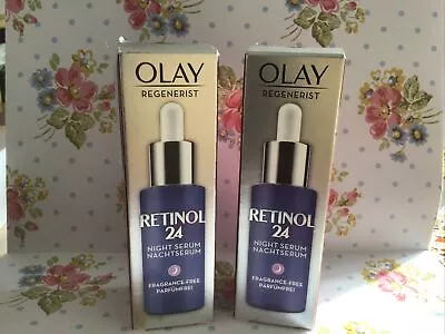 2 X Olay Regenerist Retinol 24 Night Serum Vitamin B3 Plus 40ml. New Boxed. • £18.95