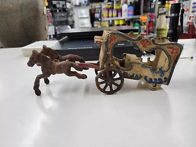 Vintage Cast Iron Circus Drawn Multicolored Wagon. Missing Wheels. Unbranded  • $9.99