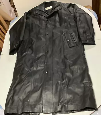 King Size Leather Trench Coat Size Large NO BELT • $99.99