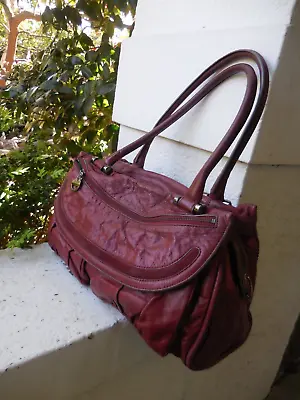 $25 • Buy Mimco Grape Burgundy Soft Leather Shoulder Bag