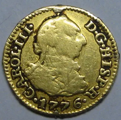 1776 MADRID 1/2 ESCUDO CHARLES III GOLD SPAIN DOUBLOON COLONIAL ERA 1700s • $415