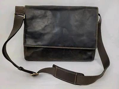 Visconti London Distressed Brown Leather Large Flap Messenger Bag 14  X 12  Nice • $45