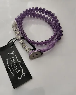 £12.29 • Buy SHIMLA Amethist And Rhinestone Crystal Beads Wrap Bracelet