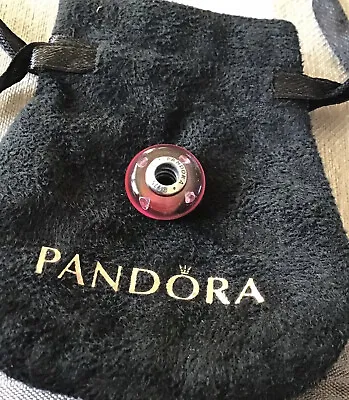 £9.50 • Buy Pandora Moments Cerise Pink Murano Glass Bead Charm Silver 925 Heart Stones