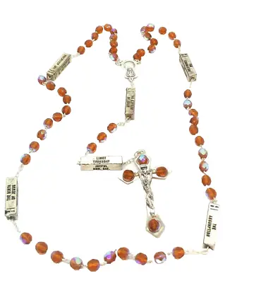 Topaz AB Aurora Borealis Crystal Bead Mysteries Life Of Jesus Rosary From Italy • $15.99