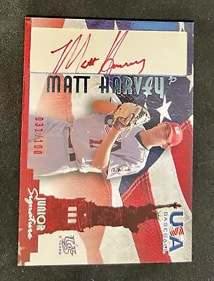 2007 Upper Deck USA Baseball MATT HARVEY Autograph RC 31 / 100 Red Auto NY Mets • $19.99