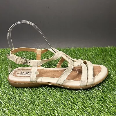 Born BOC Sandals Womens 7 M White Slingback Strappy Leather Slip On Casual • $9.88